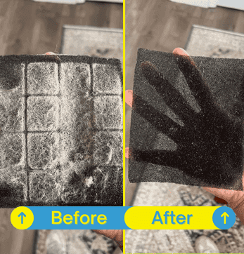 Air filter foam thoroughly washed and free of residue, ready to be reinstalled.