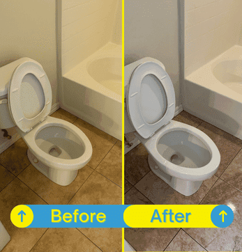 Toilet fully restored and spotless after removing heavy stains and mineral buildup.